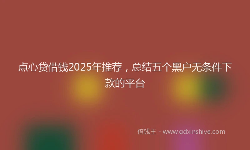 点心贷借钱2025年推荐，总结五个黑户无条件下款的平台