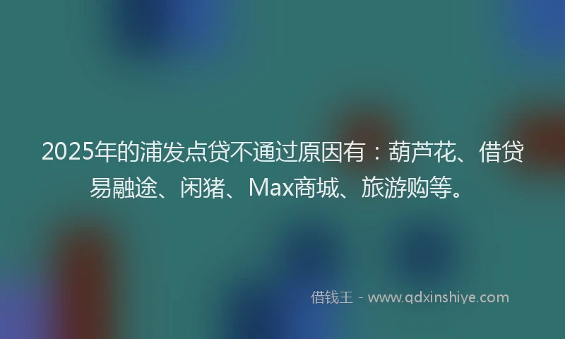 2025年的浦发点贷不通过原因有：葫芦花、借贷易融途、闲猪、Max商城、旅游购等。