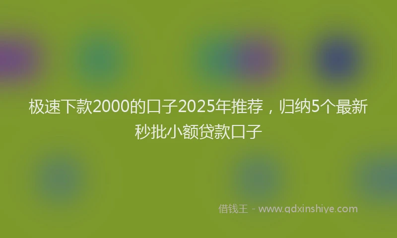 极速下款2000的口子2025年推荐，归纳5个最新秒批小额贷款口子