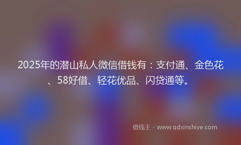 2025年的潜山私人微信借钱有：支付通、金色花、58好借、轻花优品、闪贷通等。