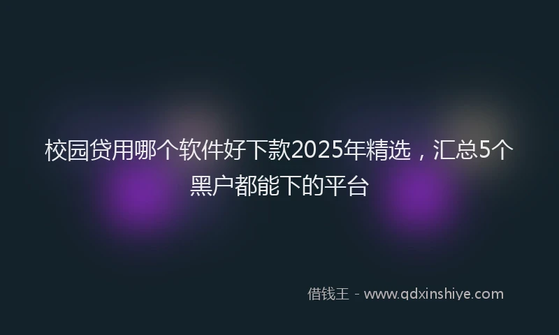 校园贷用哪个软件好下款2025年精选，汇总5个黑户都能下的平台
