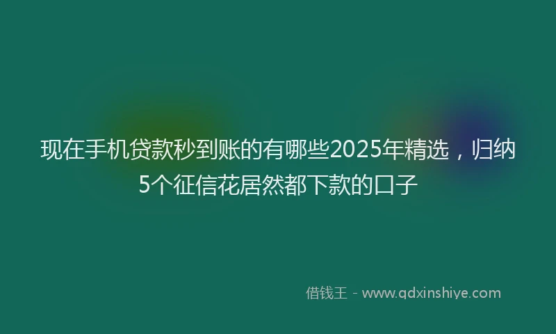 现在手机贷款秒到账的有哪些2025年精选，归纳5个征信花居然都下款的口子
