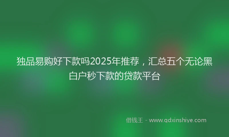 独品易购好下款吗2025年推荐，汇总五个无论黑白户秒下款的贷款平台