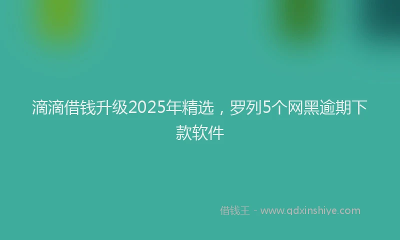 滴滴借钱升级2025年精选，罗列5个网黑逾期下款软件