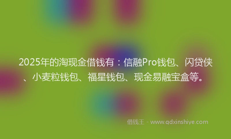 2025年的淘现金借钱有：信融Pro钱包、闪贷侠、小麦粒钱包、福星钱包、现金易融宝盒等。