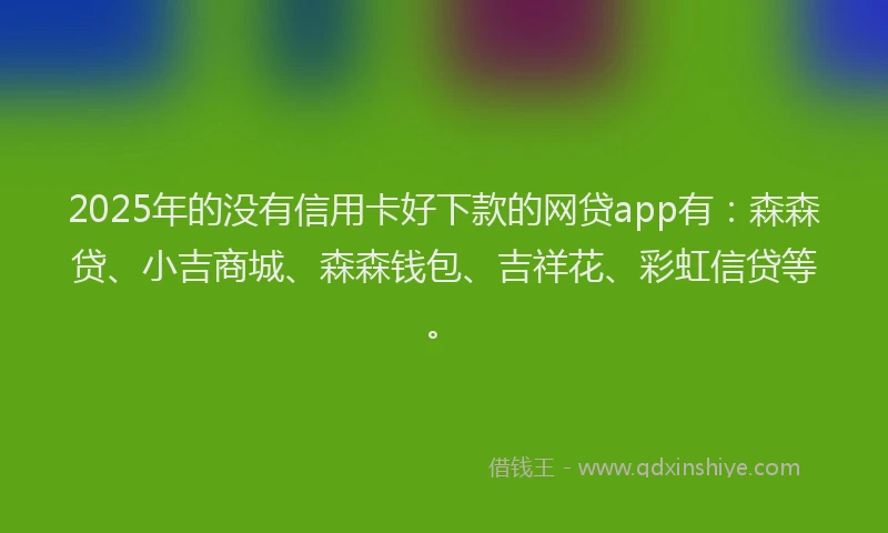 2025年的没有信用卡好下款的网贷app有：森森贷、小吉商城、森森钱包、吉祥花、彩虹信贷等。