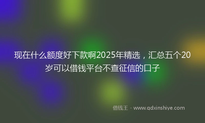 现在什么额度好下款啊2025年精选，汇总五个20岁可以借钱平台不查征信的口子
