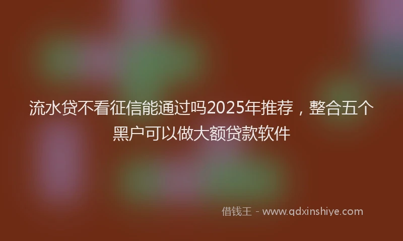 流水贷不看征信能通过吗2025年推荐，整合五个黑户可以做大额贷款软件