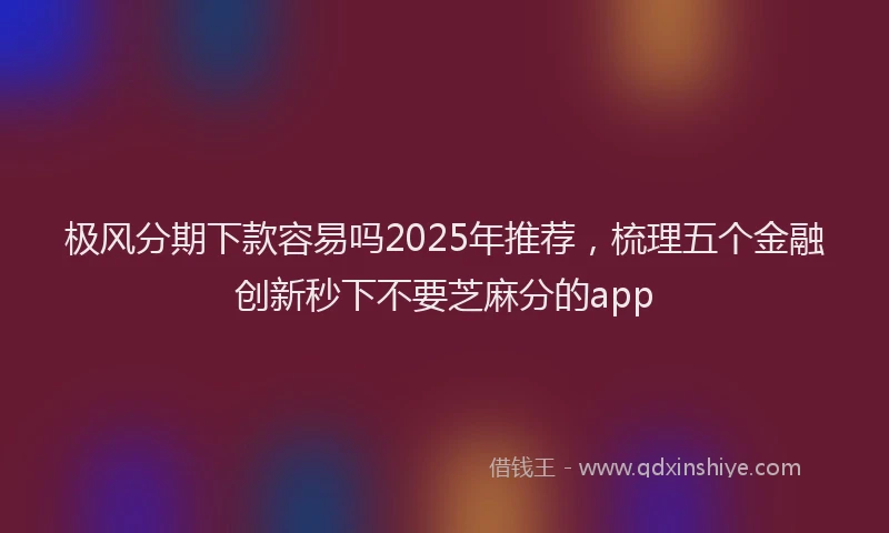 极风分期下款容易吗2025年推荐，梳理五个金融创新秒下不要芝麻分的app