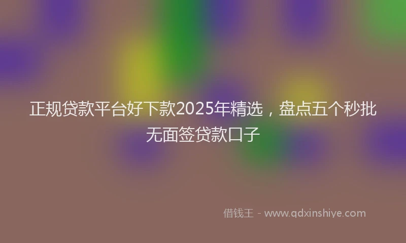 正规贷款平台好下款2025年精选，盘点五个秒批无面签贷款口子