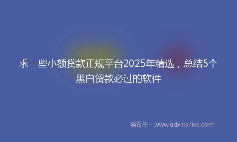 求一些小额贷款正规平台2025年精选，总结5个黑白贷款必过的软件