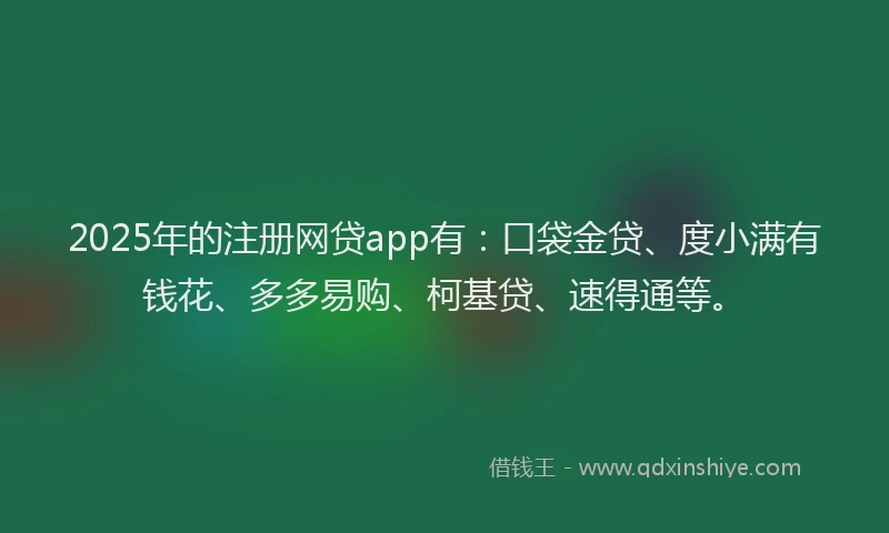 2025年的注册网贷app有：口袋金贷、度小满有钱花、多多易购、柯基贷、速得通等。