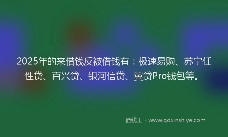 2025年的来借钱反被借钱有：极速易购、苏宁任性贷、百兴贷、银河信贷、翼贷Pro钱包等。