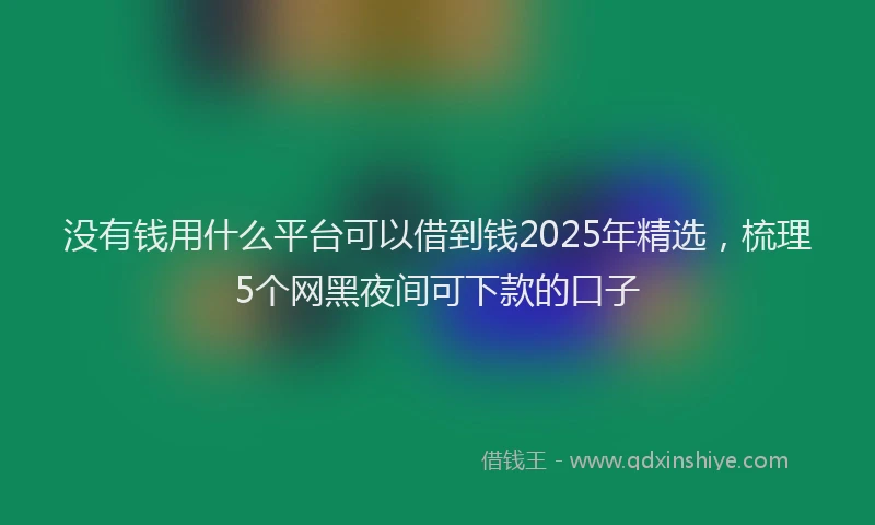 没有钱用什么平台可以借到钱2025年精选，梳理5个网黑夜间可下款的口子