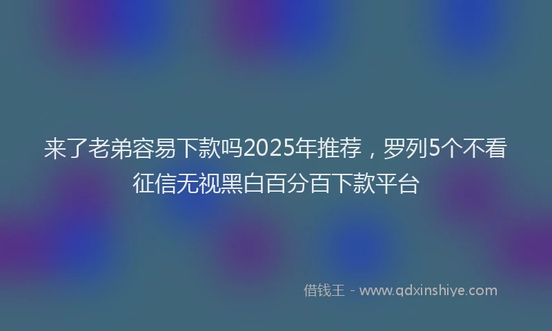 来了老弟容易下款吗2025年推荐，罗列5个不看征信无视黑白百分百下款平台