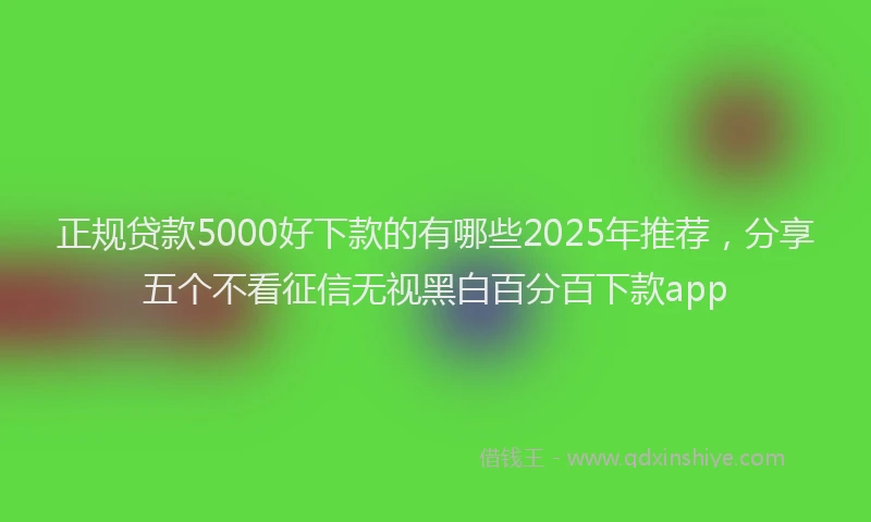 正规贷款5000好下款的有哪些2025年推荐，分享五个不看征信无视黑白百分百下款app