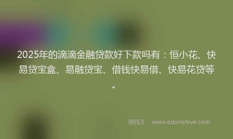 2025年的滴滴金融贷款好下款吗有：恒小花、快易贷宝盒、易融贷宝、借钱快易借、快易花贷等。