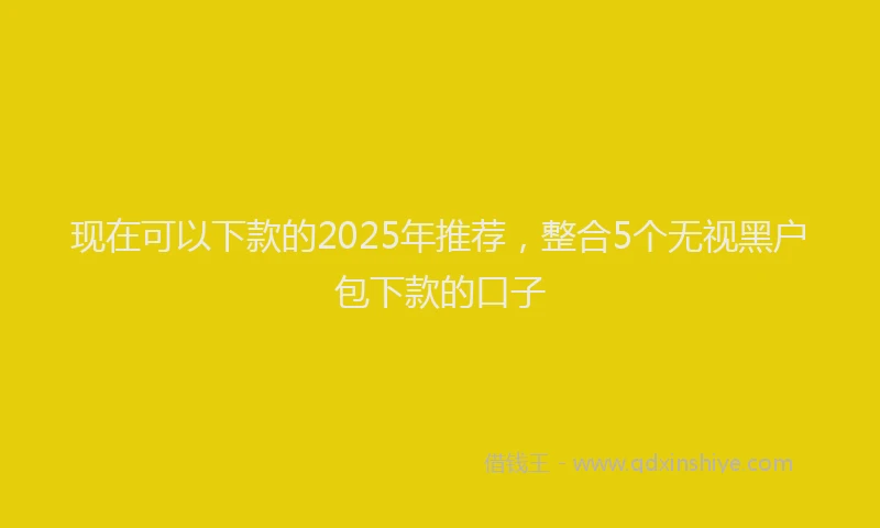 现在可以下款的2025年推荐，整合5个无视黑户包下款的口子