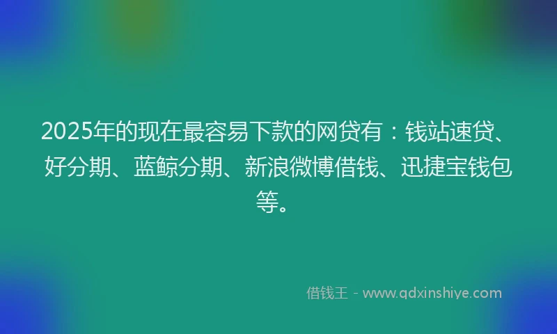 2025年的现在最容易下款的网贷有：钱站速贷、好分期、蓝鲸分期、新浪微博借钱、迅捷宝钱包等。