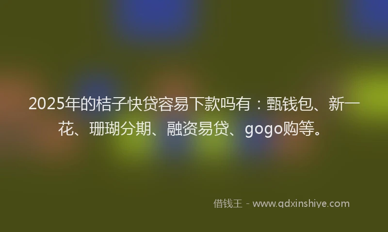 2025年的桔子快贷容易下款吗有：甄钱包、新一花、珊瑚分期、融资易贷、gogo购等。