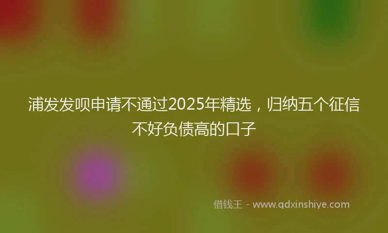 浦发发呗申请不通过2025年精选，归纳五个征信不好负债高的口子