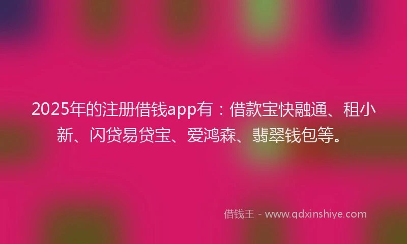 2025年的注册借钱app有：借款宝快融通、租小新、闪贷易贷宝、爱鸿森、翡翠钱包等。