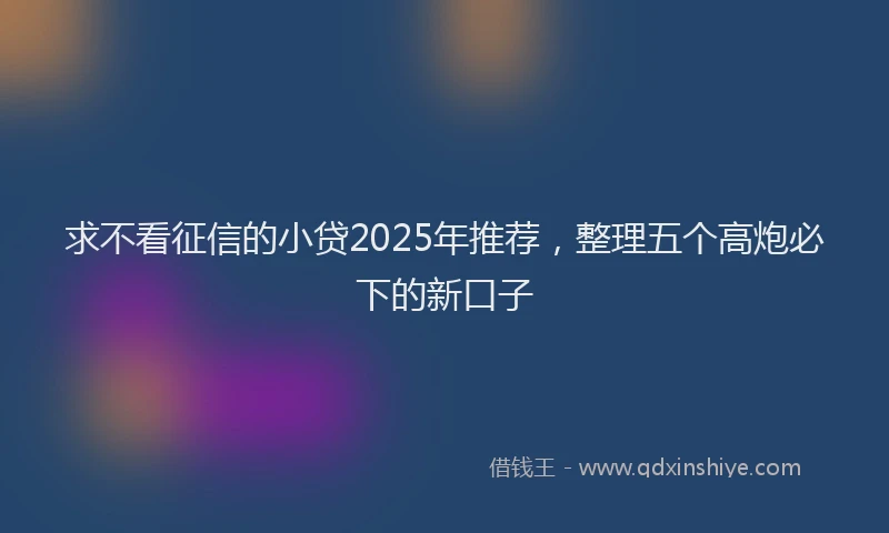 求不看征信的小贷2025年推荐，整理五个高炮必下的新口子