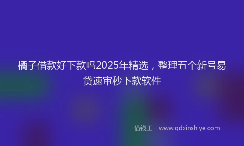 橘子借款好下款吗2025年精选，整理五个新号易贷速审秒下款软件