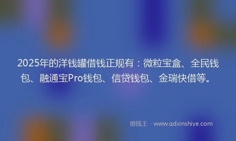 2025年的洋钱罐借钱正规有：微粒宝盒、全民钱包、融通宝Pro钱包、信贷钱包、金瑞快借等。