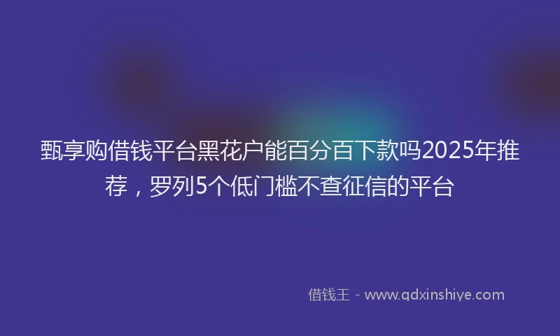 甄享购借钱平台黑花户能百分百下款吗2025年推荐，罗列5个低门槛不查征信的平台