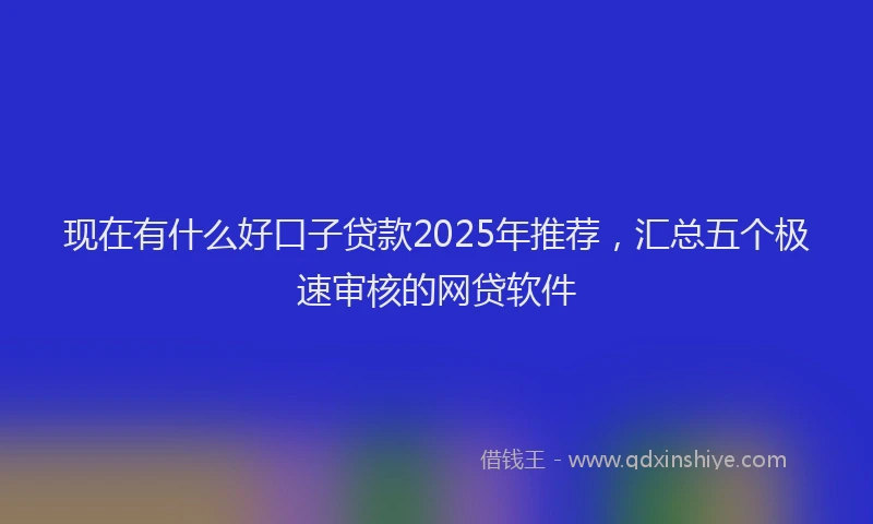现在有什么好口子贷款2025年推荐，汇总五个极速审核的网贷软件