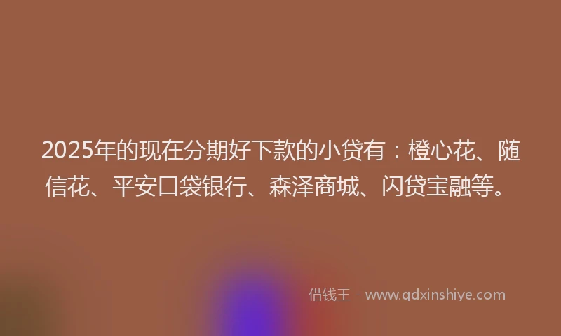 2025年的现在分期好下款的小贷有：橙心花、随信花、平安口袋银行、森泽商城、闪贷宝融等。