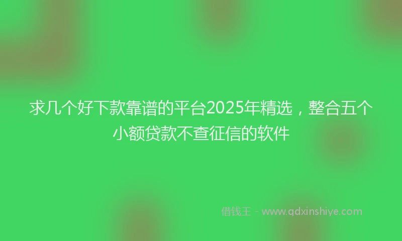 求几个好下款靠谱的平台2025年精选，整合五个小额贷款不查征信的软件