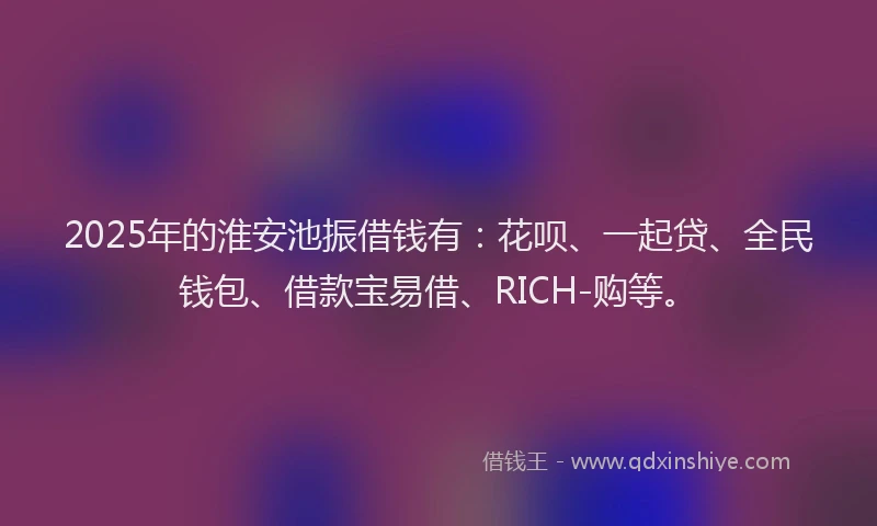 2025年的淮安池振借钱有：花呗、一起贷、全民钱包、借款宝易借、RICH-购等。