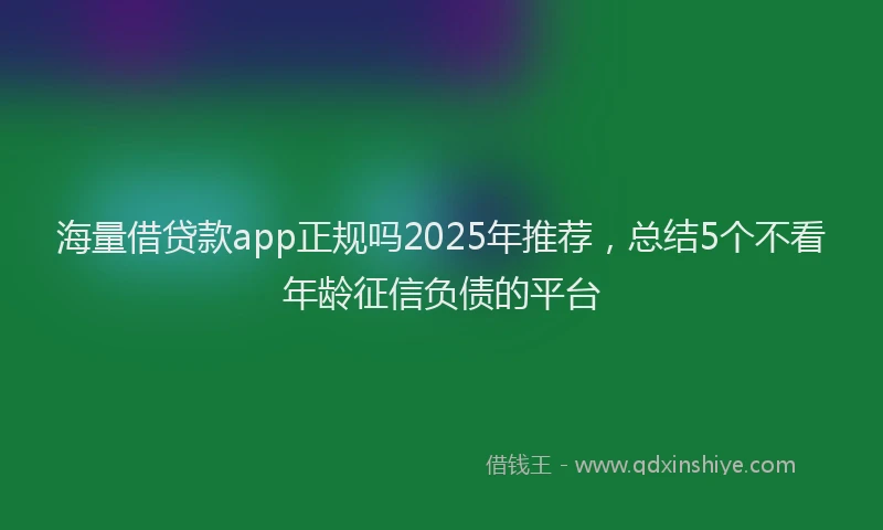 海量借贷款app正规吗2025年推荐，总结5个不看年龄征信负债的平台