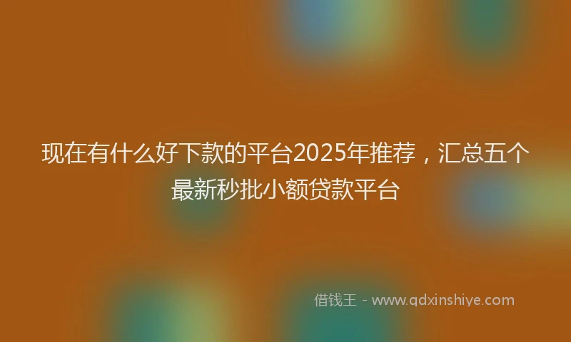 现在有什么好下款的平台2025年推荐，汇总五个最新秒批小额贷款平台