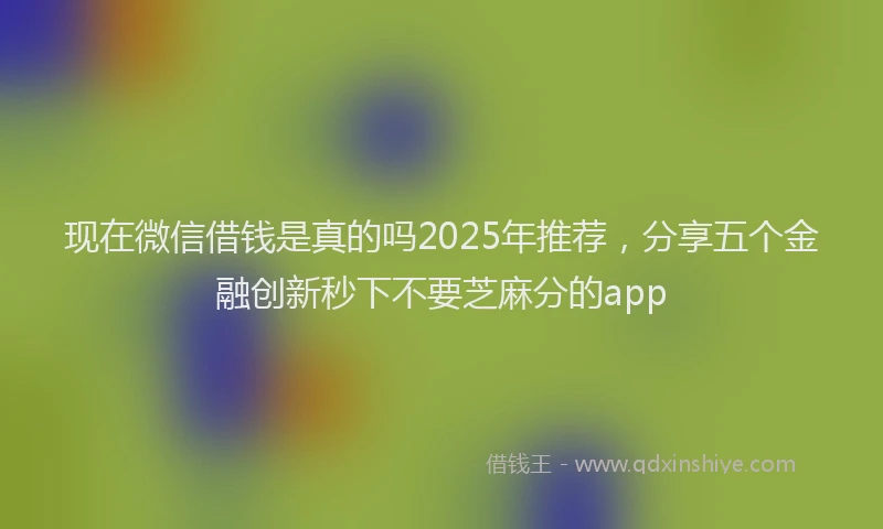 现在微信借钱是真的吗2025年推荐，分享五个金融创新秒下不要芝麻分的app