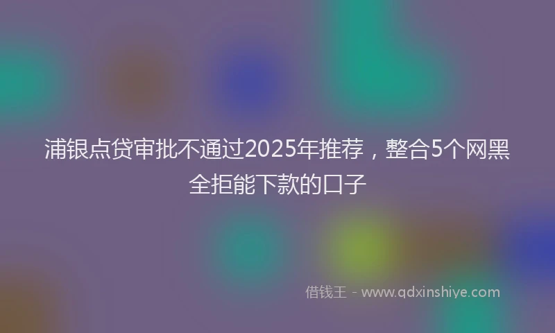 浦银点贷审批不通过2025年推荐，整合5个网黑全拒能下款的口子
