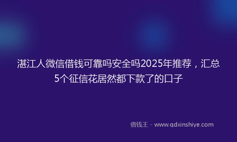湛江人微信借钱可靠吗安全吗2025年推荐，汇总5个征信花居然都下款了的口子