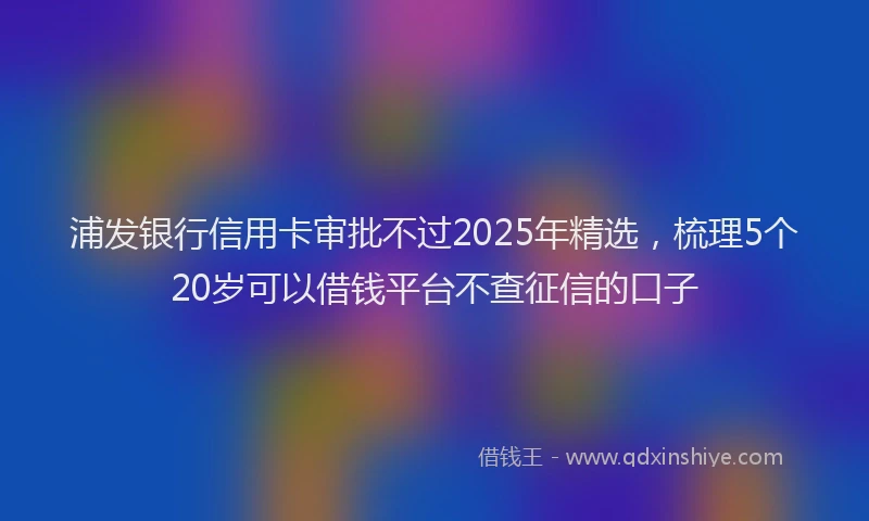 浦发银行信用卡审批不过2025年精选，梳理5个20岁可以借钱平台不查征信的口子
