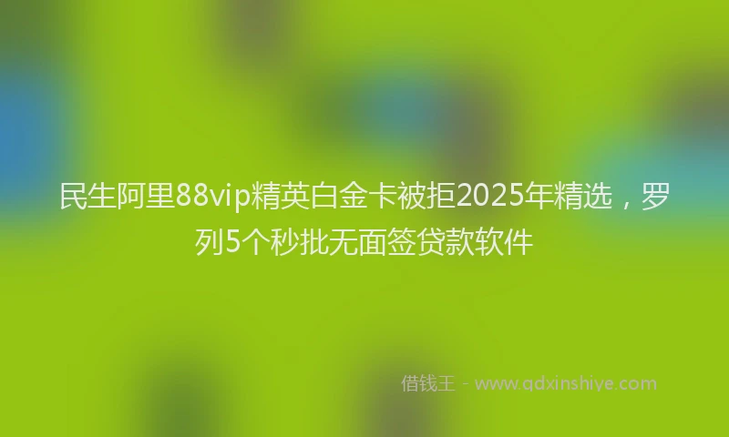 民生阿里88vip精英白金卡被拒2025年精选，罗列5个秒批无面签贷款软件