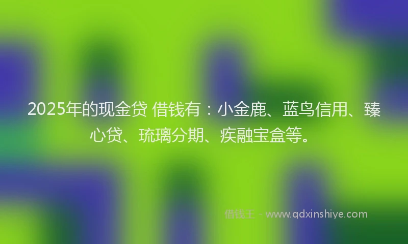 2025年的现金贷 借钱有：小金鹿、蓝鸟信用、臻心贷、琉璃分期、疾融宝盒等。