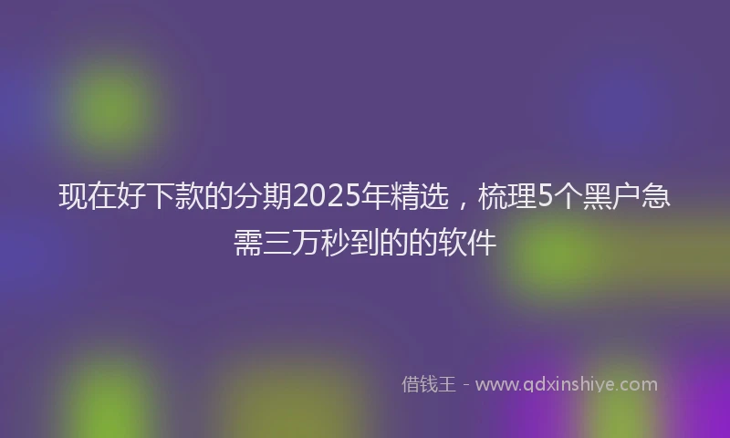 现在好下款的分期2025年精选，梳理5个黑户急需三万秒到的的软件