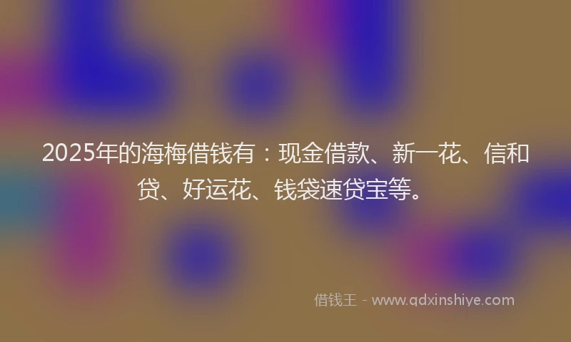 2025年的海梅借钱有：现金借款、新一花、信和贷、好运花、钱袋速贷宝等。