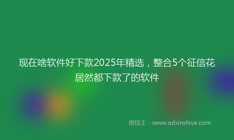 现在啥软件好下款2025年精选，整合5个征信花居然都下款了的软件