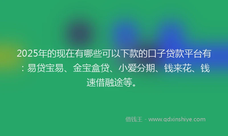 2025年的现在有哪些可以下款的口子贷款平台有：易贷宝易、金宝盒贷、小爱分期、钱来花、钱速借融途等。