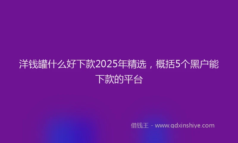 洋钱罐什么好下款2025年精选，概括5个黑户能下款的平台