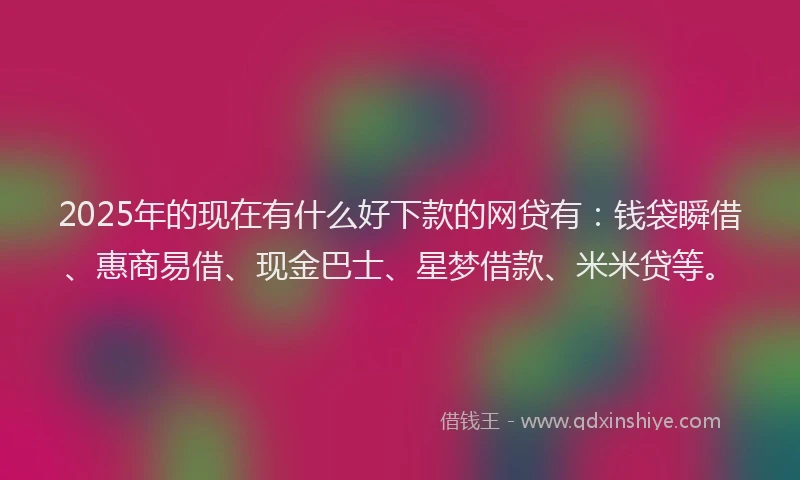 2025年的现在有什么好下款的网贷有：钱袋瞬借、惠商易借、现金巴士、星梦借款、米米贷等。