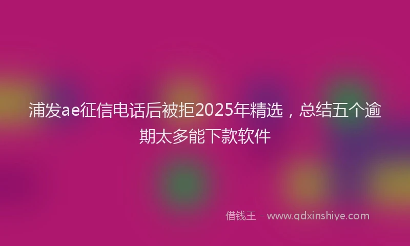 浦发ae征信电话后被拒2025年精选，总结五个逾期太多能下款软件