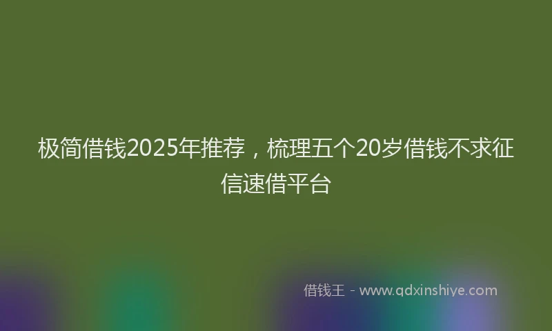 极简借钱2025年推荐，梳理五个20岁借钱不求征信速借平台